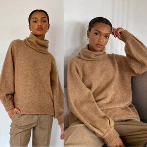 Aritzia Babaton Tan Constant Camel Adichie Sweater Oversized Turtleneck